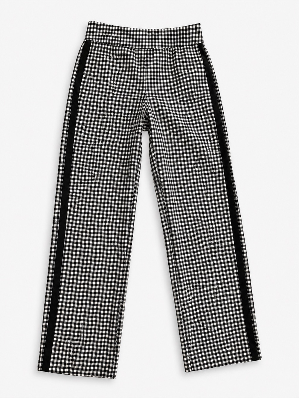 Women’s Gingham Straight-Leg Pants with Side Stripe